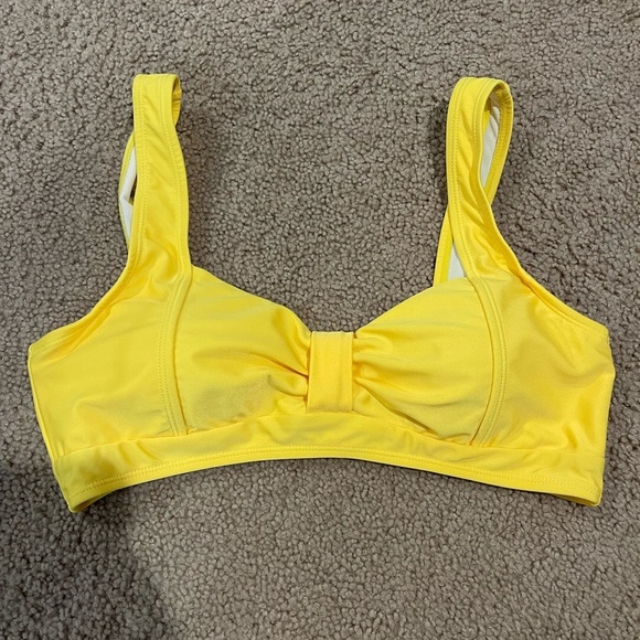 SHEKINI yellow removable padded Swim Top - Picture 2 of 8